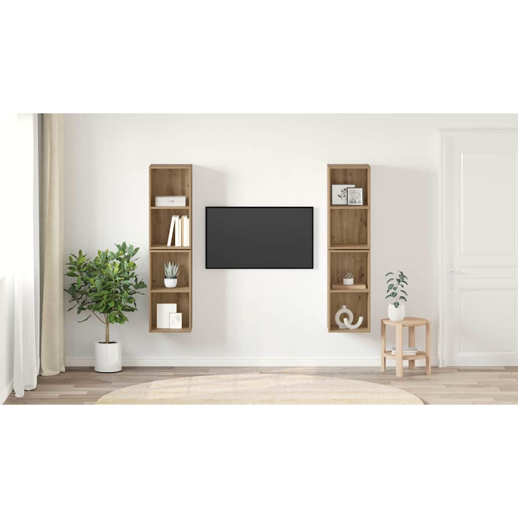 TV Cabinet Set Wall-mounted 4 pcs Artisan Oak 37 x 37 x 72 cm
