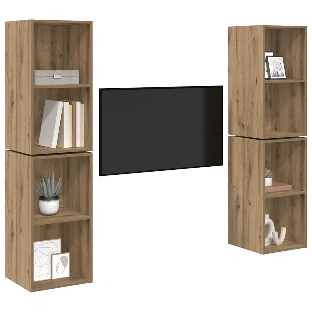 TV Cabinet Set 4 pcs Artisan Oak Engineered Wood