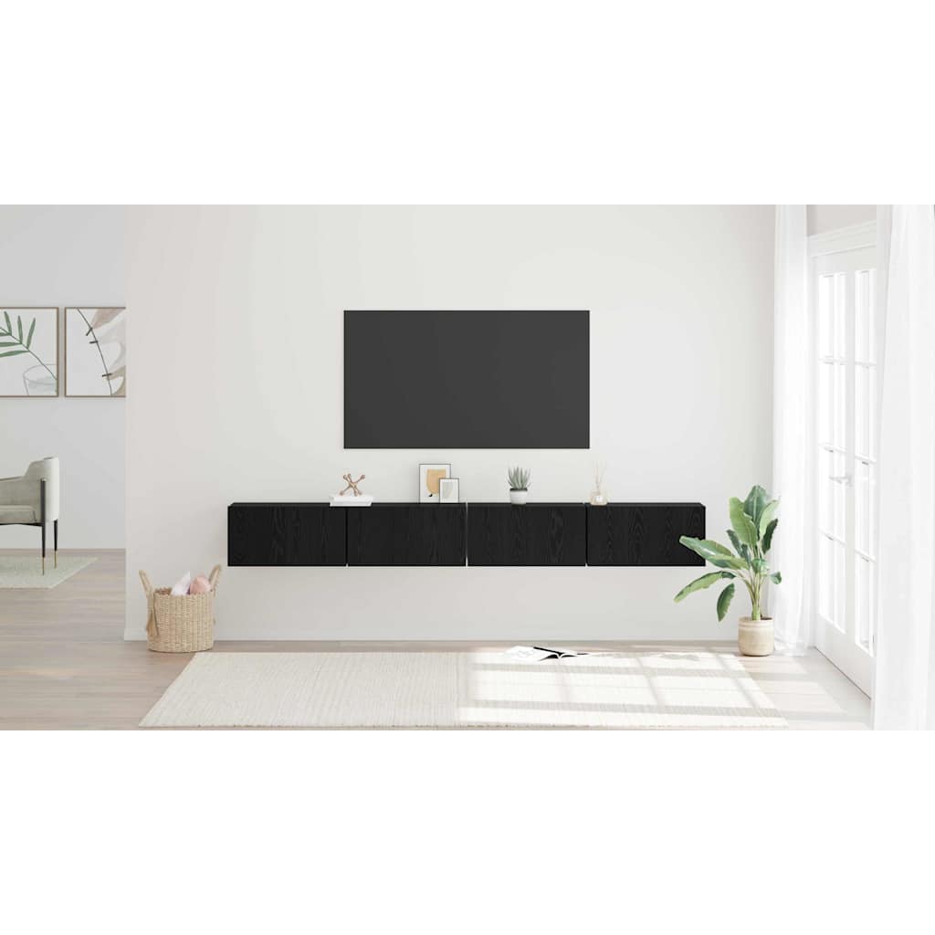 TV Cabinet Set 4 pcs Black Oak 60 x 30 x 30 cm Engineered Wood