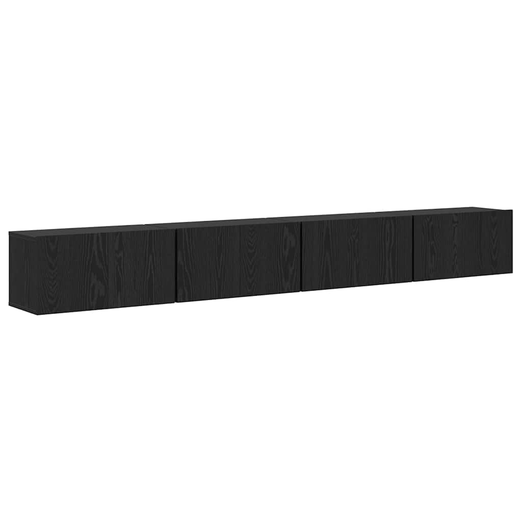 TV Cabinet Set 4 pcs Black Oak Engineered Wood