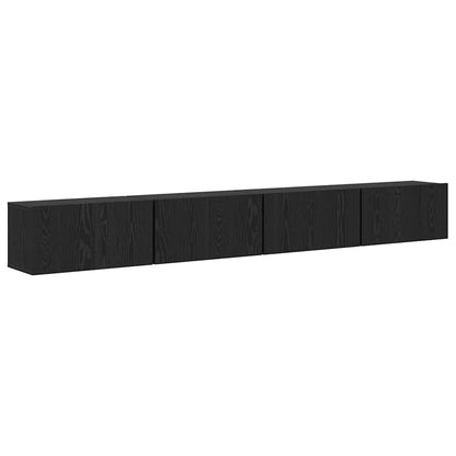TV Cabinet Set 4 pcs Black Oak Engineered Wood