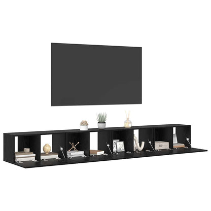 TV Cabinet Set 4 pcs Black Oak Engineered Wood