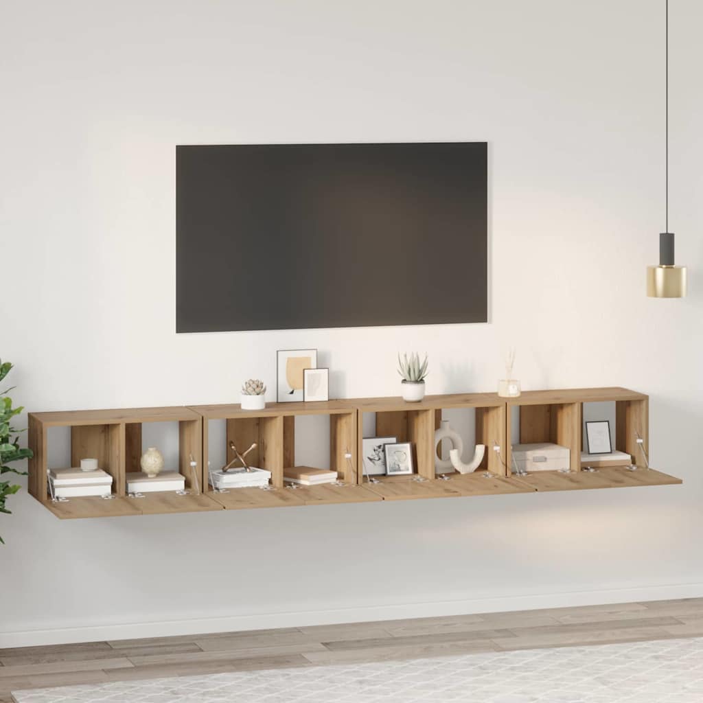 TV Cabinet Set Wall-mounted 4 pcs Artisan Oak 60 x 30 x 30 cm
