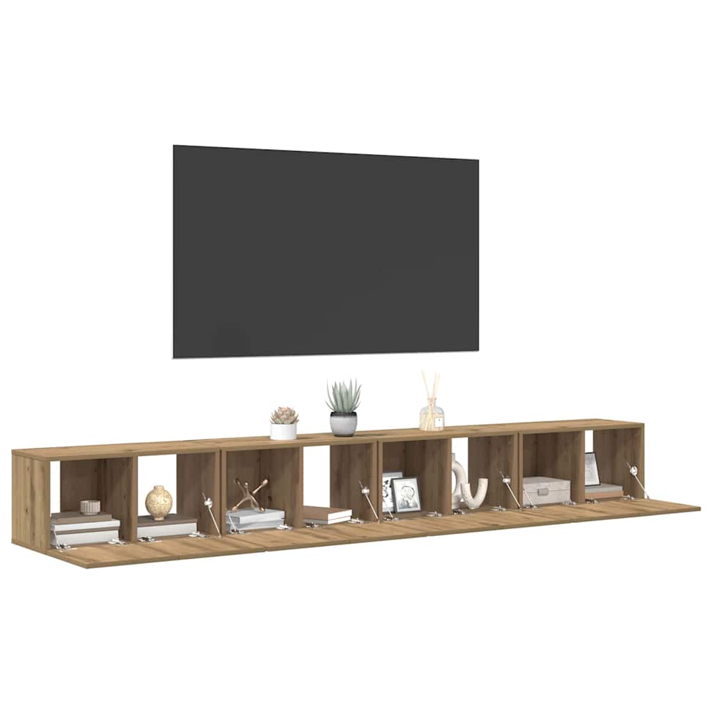 TV Cabinet Set Wall-mounted 4 pcs Artisan Oak 60 x 30 x 30 cm