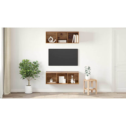 TV Cabinet Set 2 pcs Old Wood 37 x 37 x 107 cm Engineered Wood