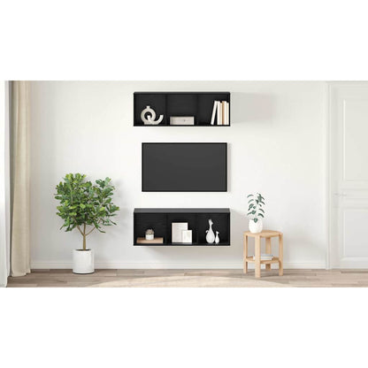 TV Cabinet Set 2 pcs Black Oak 37 x 37 x 107 cm Engineered Wood