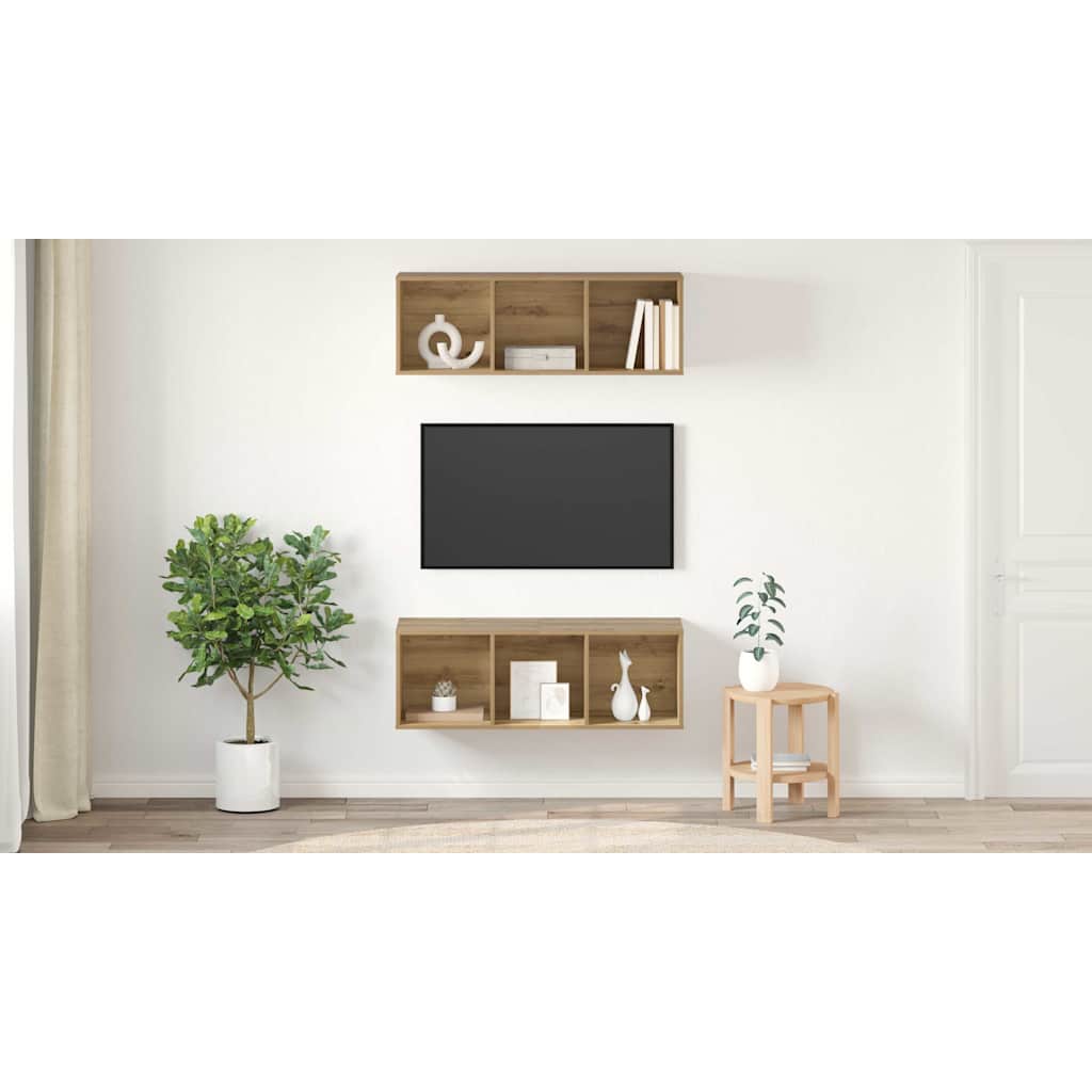 TV Cabinet Set Wall-mounted 2 pcs Artisan Oak 37 x 37 x 107 cm