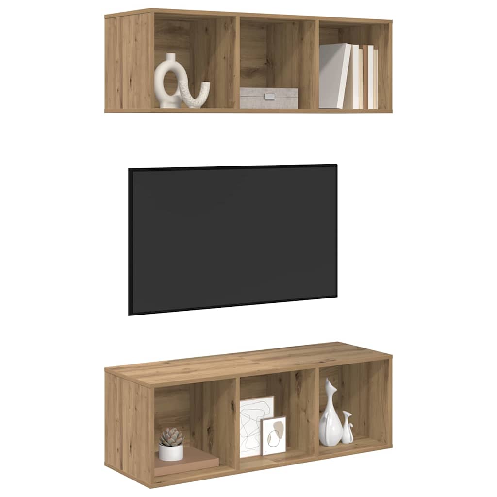 TV Cabinet Set Wall-mounted 2 pcs Artisan Oak 37 x 37 x 107 cm