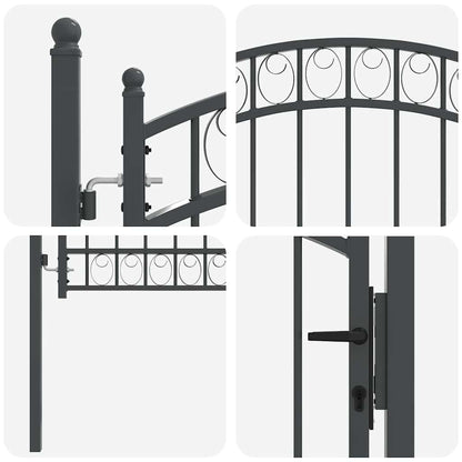 Fence Gate EMMEN 100 x 100 cm Powder-coated steel Grey Lockable