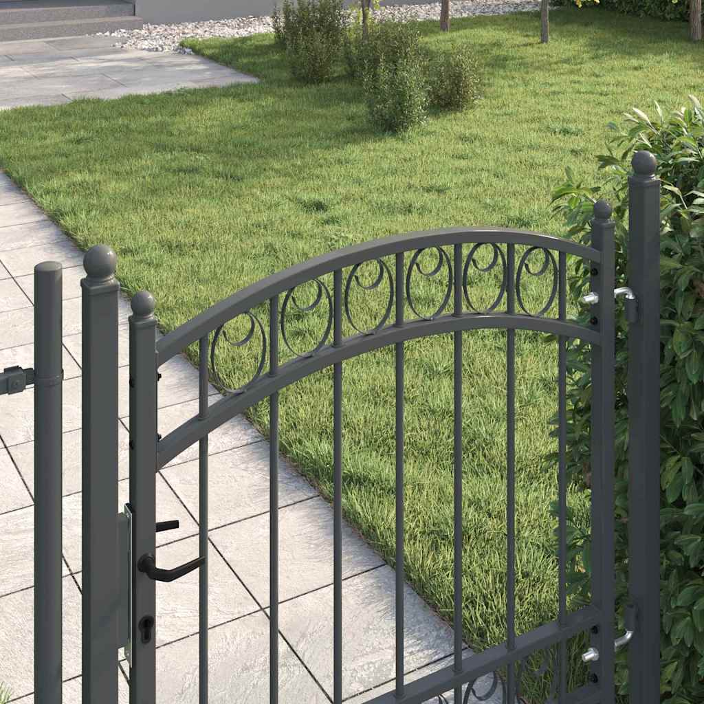 Fence Gate EMMEN 100 x 100 cm Powder-coated steel Grey Lockable