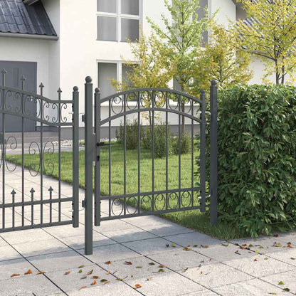 Fence Gate EMMEN 100 x 100 cm Powder-coated steel Grey Lockable