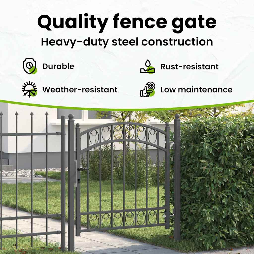 Fence Gate EMMEN 100 x 100 cm Powder-coated steel Grey Lockable