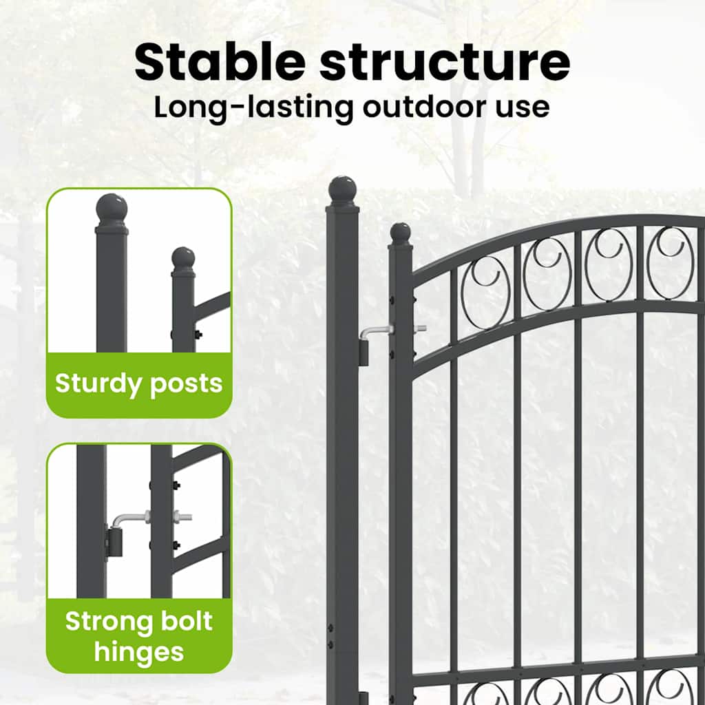 Fence Gate EMMEN 100 x 100 cm Powder-coated steel Grey Lockable