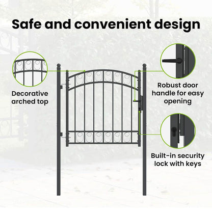 Fence Gate EMMEN 100 x 100 cm Powder-coated steel Grey Lockable