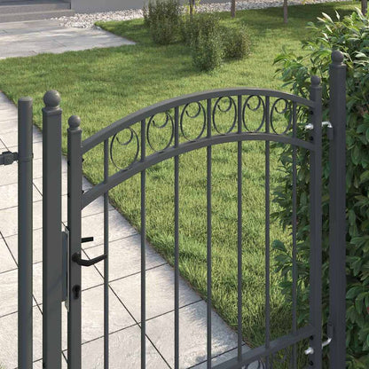 Fence Gate EMMEN 125 x 100 cm Powder-coated steel Grey Lockable