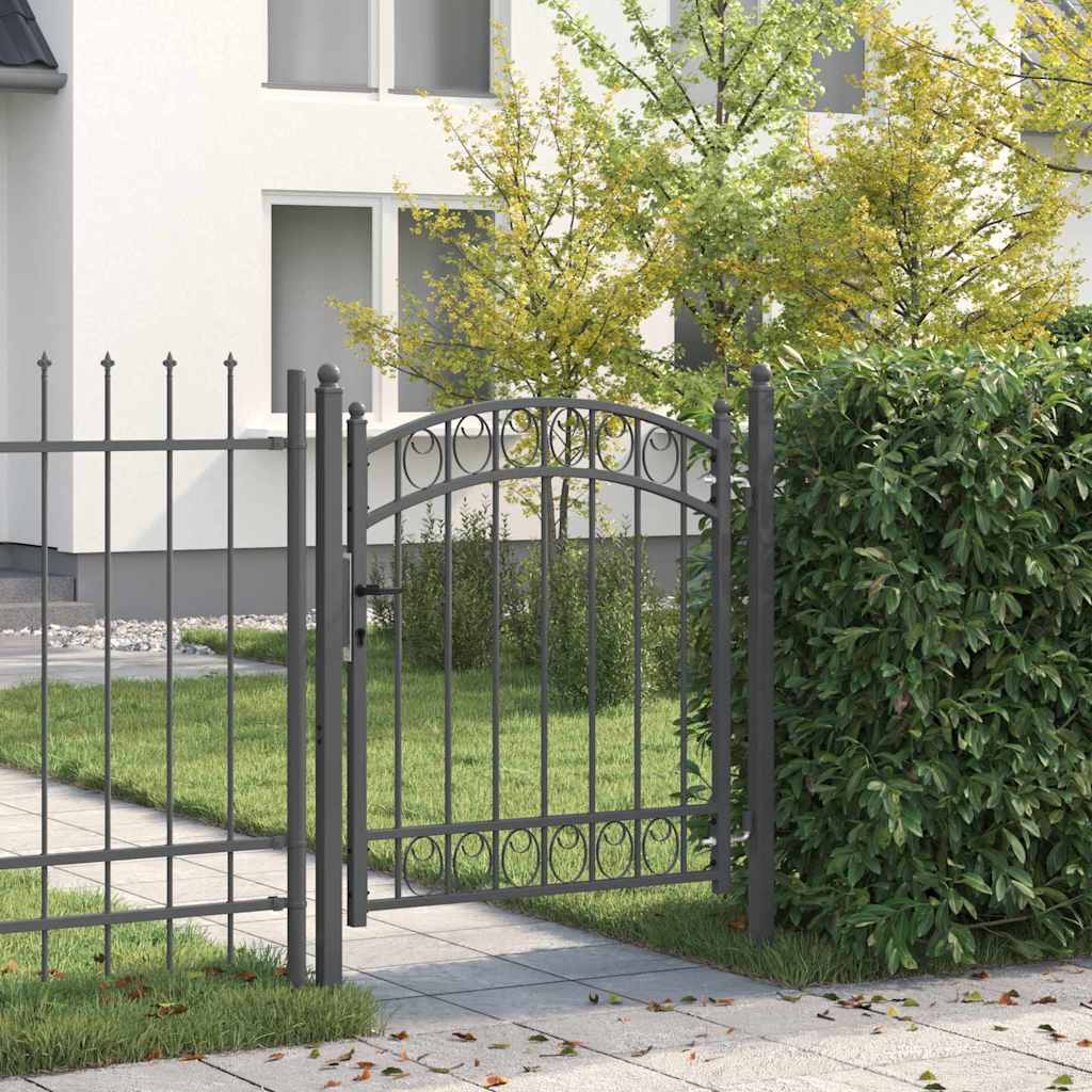 Fence Gate EMMEN 125 x 100 cm Powder-coated steel Grey Lockable