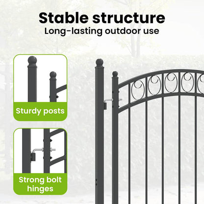 Fence Gate EMMEN 125 x 100 cm Powder-coated steel Grey Lockable