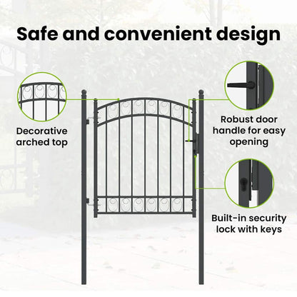 Fence Gate EMMEN 125 x 100 cm Powder-coated steel Grey Lockable