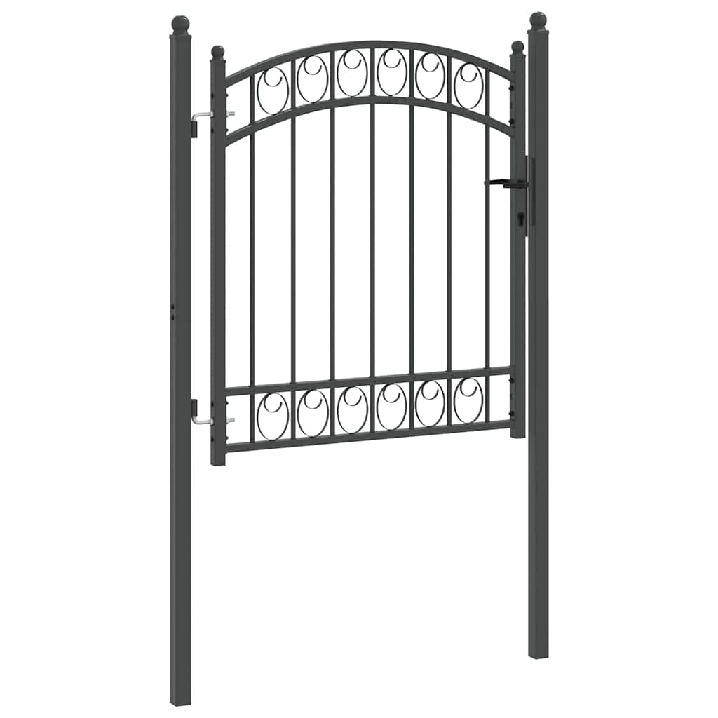 Fence Gate EMMEN 125 x 100 cm Powder-coated steel Grey Lockable