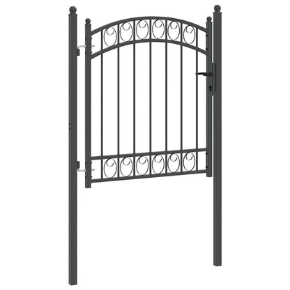 Fence Gate EMMEN 125 x 100 cm Powder-coated steel Grey Lockable