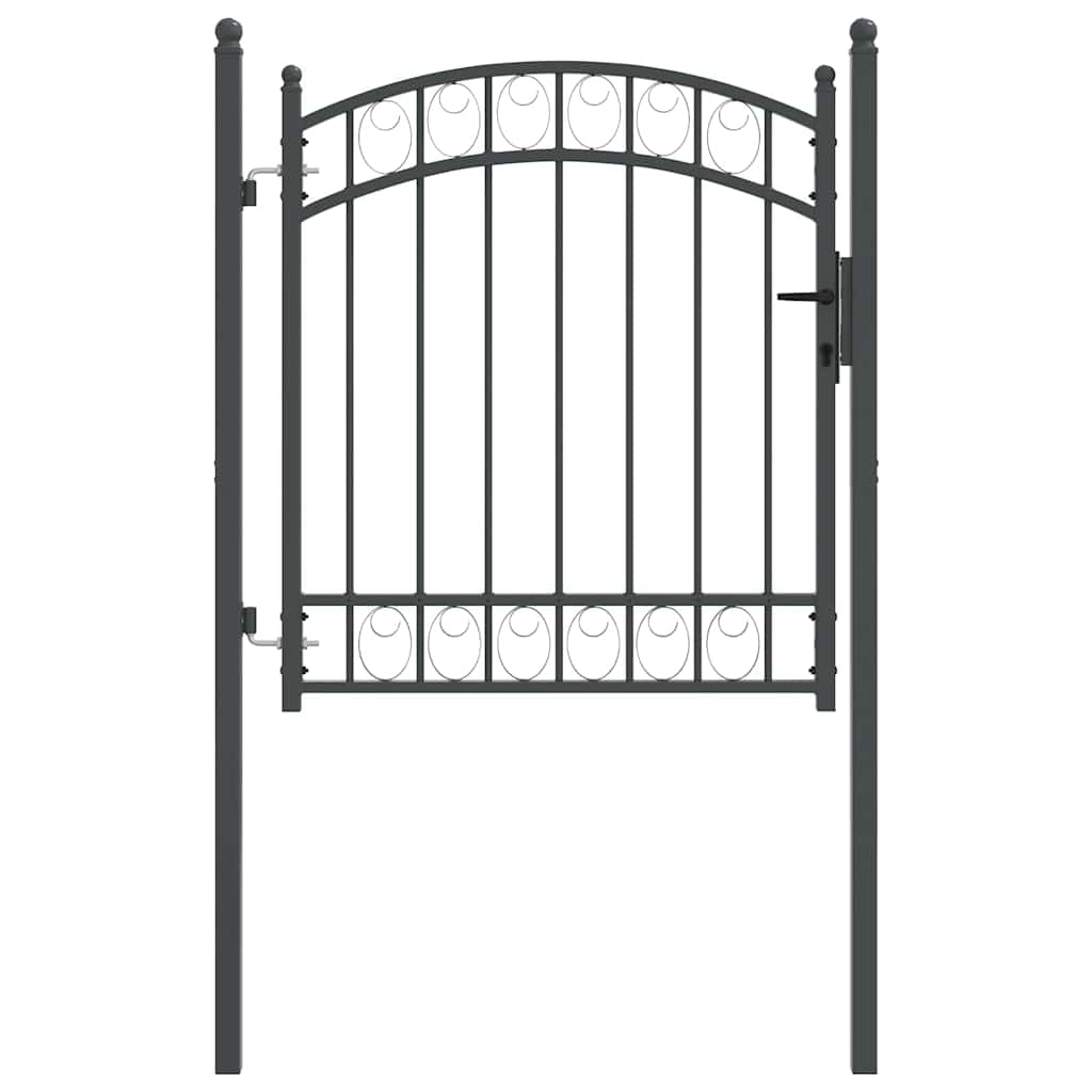 Fence Gate EMMEN 125 x 100 cm Powder-coated steel Grey Lockable