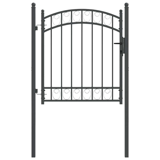 Fence Gate EMMEN 125 x 100 cm Powder-coated steel Grey Lockable