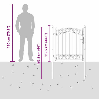 Fence Gate EMMEN 125 x 100 cm Powder-coated steel Grey Lockable
