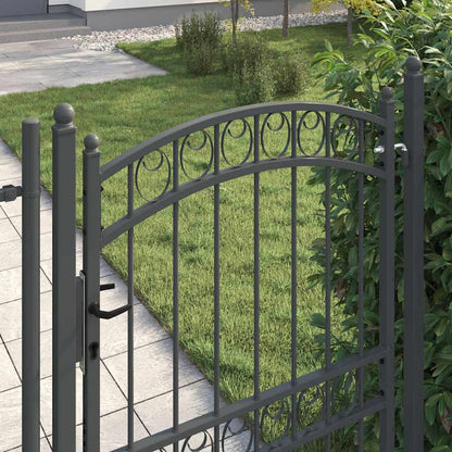 Fence Gate EMMEN 170 x 100 cm Powder-coated steel Grey Lockable