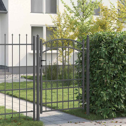 Fence Gate EMMEN 170 x 100 cm Powder-coated steel Grey Lockable