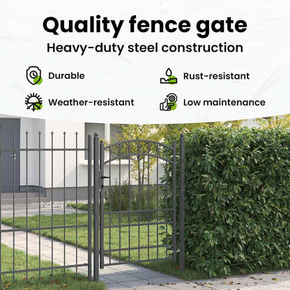 Fence Gate EMMEN 170 x 100 cm Powder-coated steel Grey Lockable