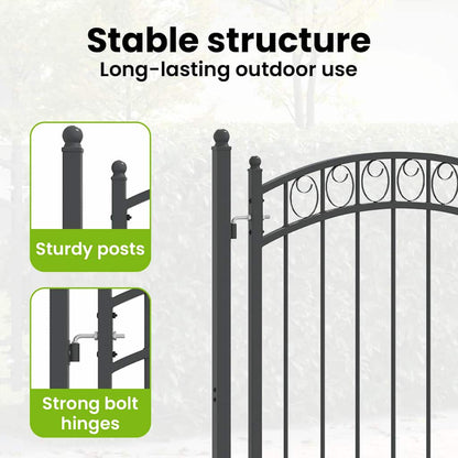 Fence Gate EMMEN 170 x 100 cm Powder-coated steel Grey Lockable