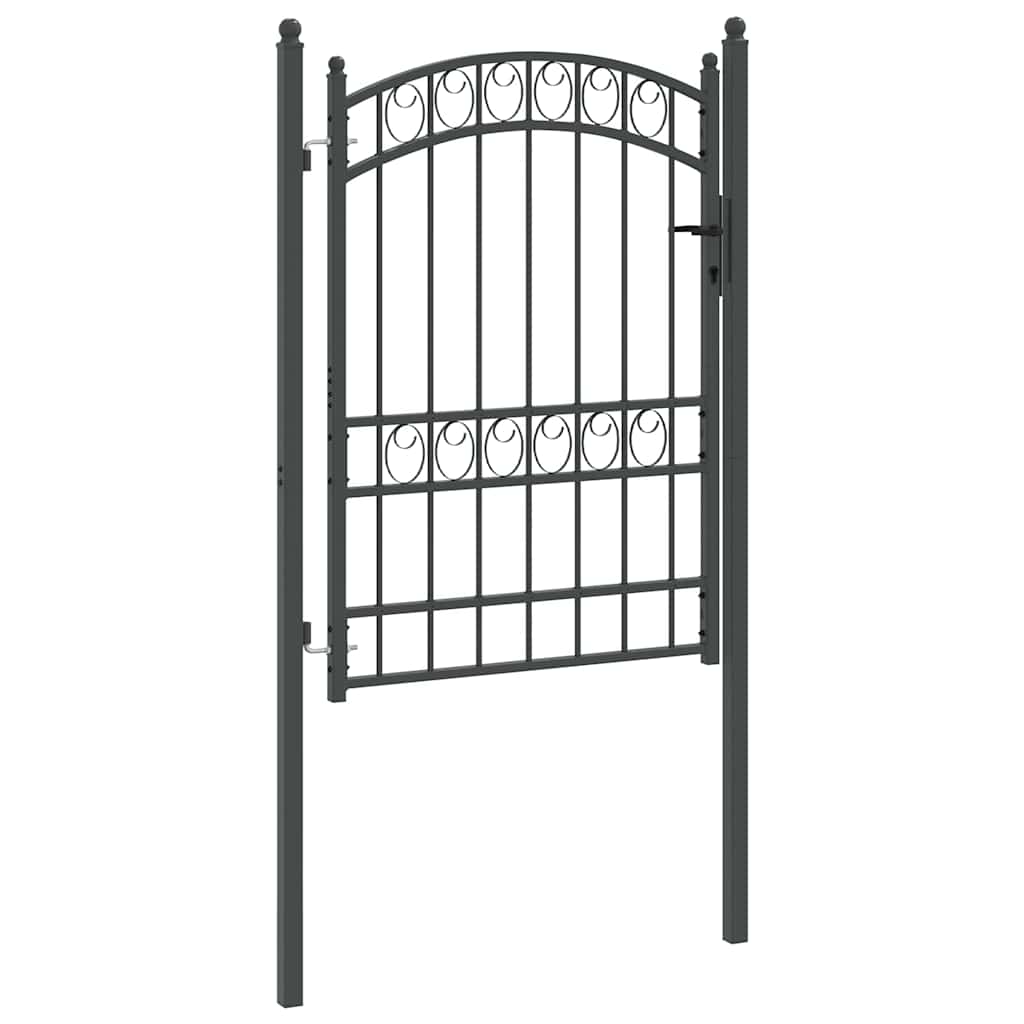 Fence Gate EMMEN 170 x 100 cm Powder-coated steel Grey Lockable
