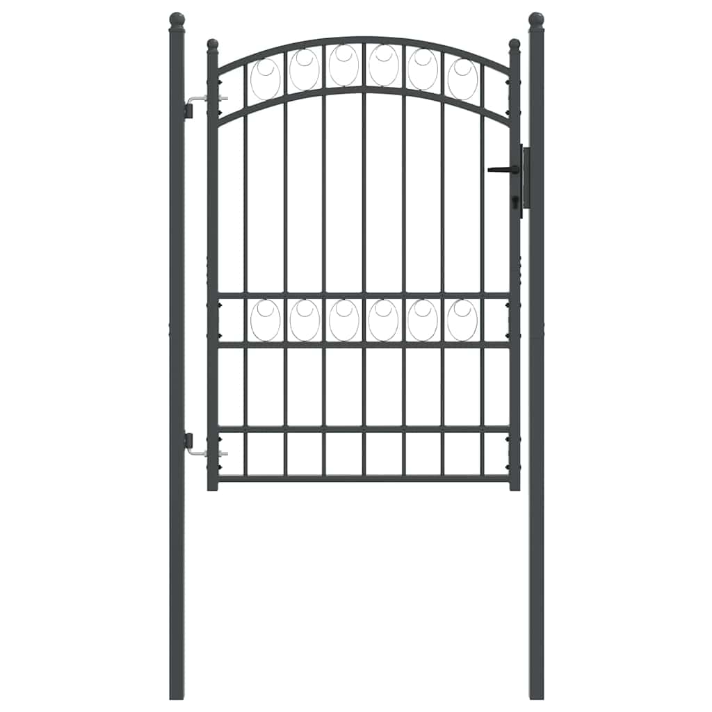 Fence Gate EMMEN 170 x 100 cm Powder-coated steel Grey Lockable