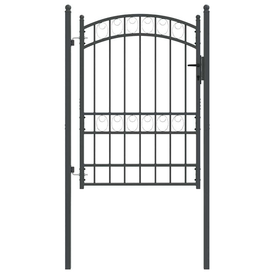 Fence Gate EMMEN 170 x 100 cm Powder-coated steel Grey Lockable