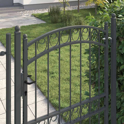 Fence Gate EMMEN 104 x 136 cm Lockable Powder-coated steel Grey