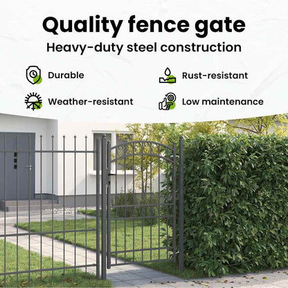 Fence Gate EMMEN 200 x 100 cm Powder-coated steel Grey Lockable
