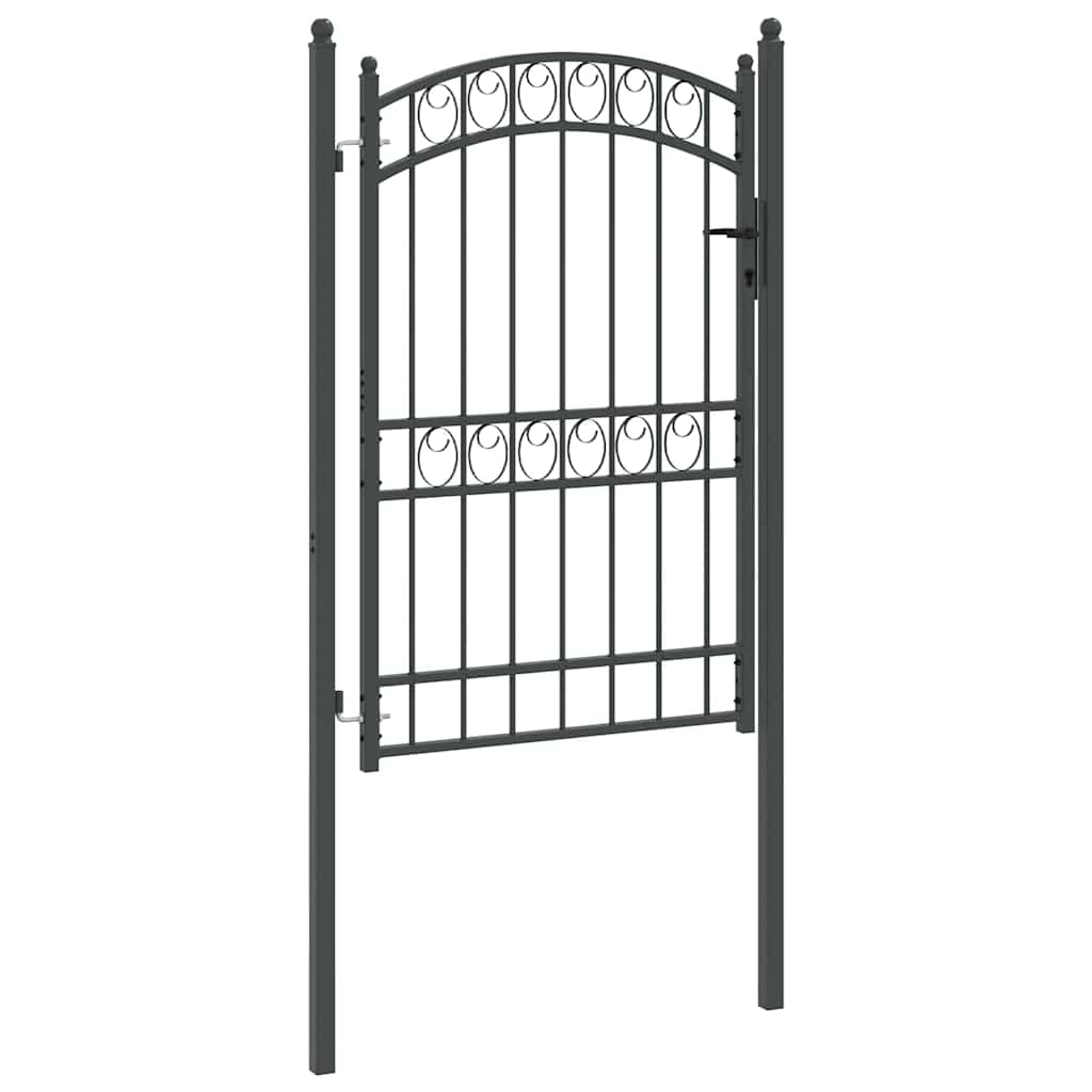 Fence Gate EMMEN 104 x 136 cm Lockable Powder-coated steel Grey