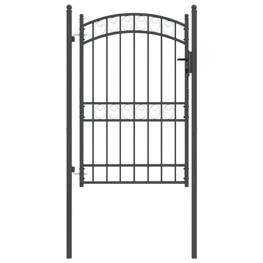 Fence Gate EMMEN 104 x 136 cm Lockable Powder-coated steel Grey