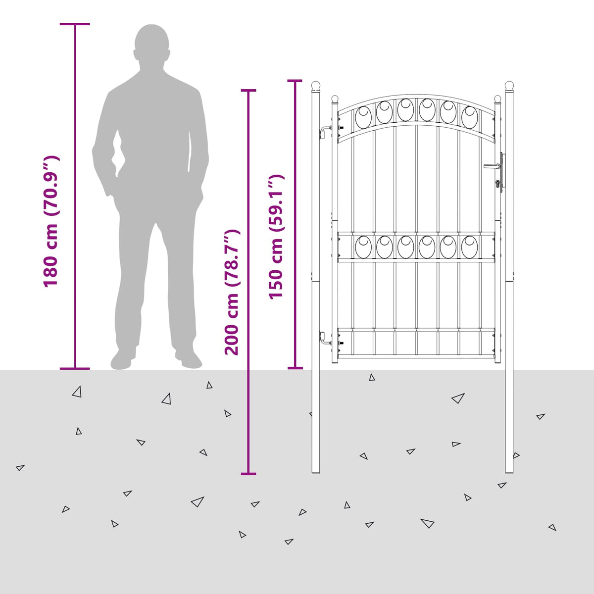 Fence Gate EMMEN 104 x 136 cm Lockable Powder-coated steel Grey