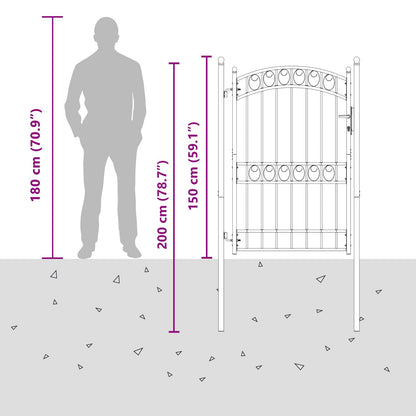 Fence Gate EMMEN 104 x 136 cm Lockable Powder-coated steel Grey