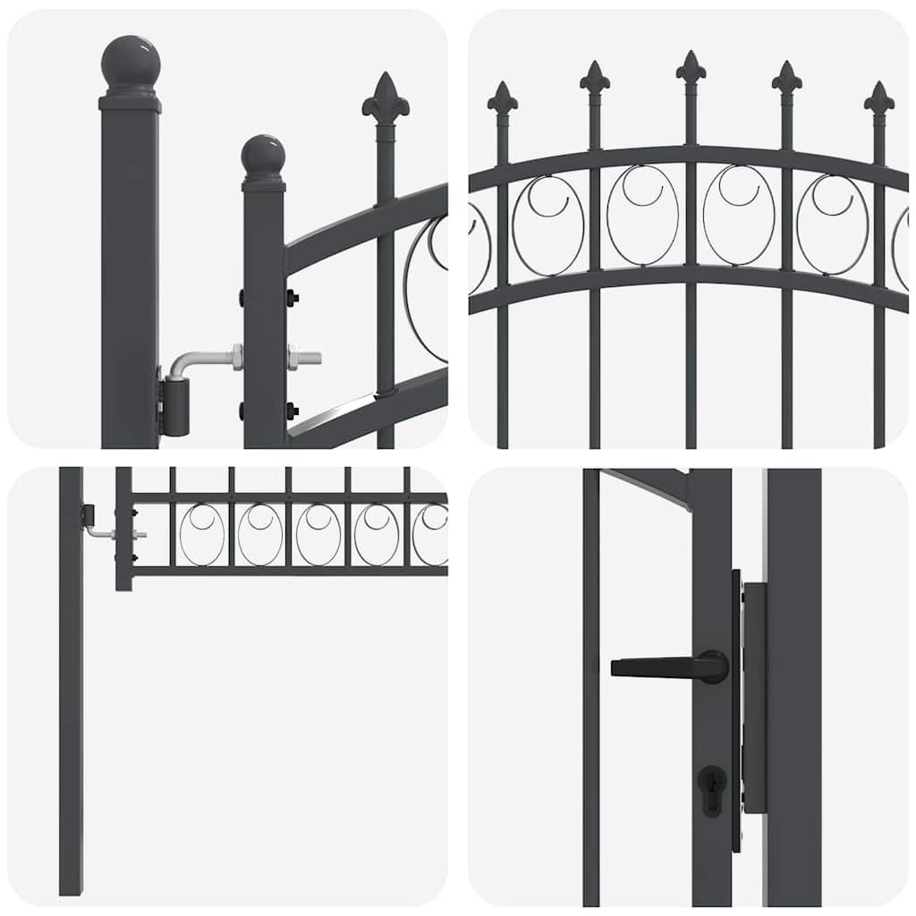 Fence Gate with Spikes EMMEN 100 x 100 cm Powder-coated steel