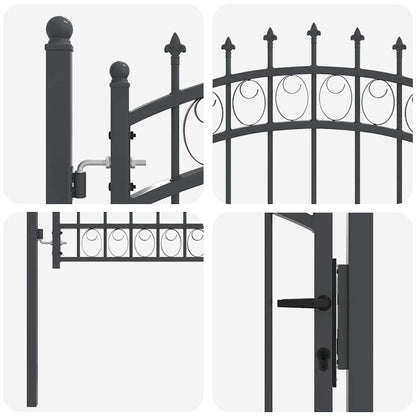 Fence Gate with Spikes EMMEN 100 x 100 cm Powder-coated steel