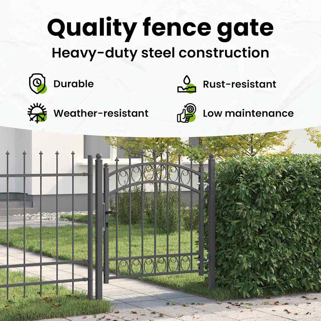 Fence Gate with Spikes EMMEN 100 x 100 cm Powder-coated steel