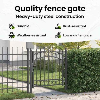 Fence Gate with Spikes EMMEN 100 x 100 cm Powder-coated steel