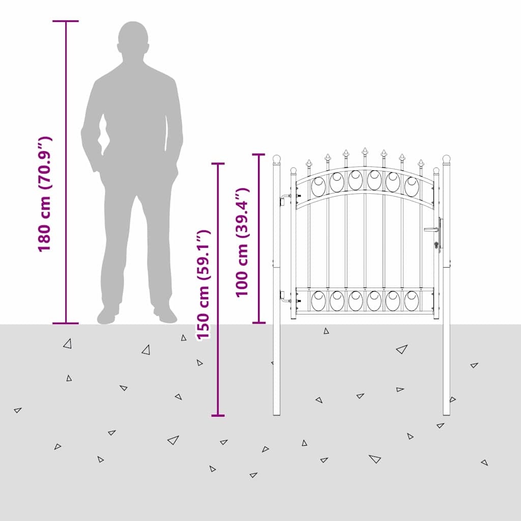 Fence Gate with Spikes EMMEN 100 x 100 cm Powder-coated steel