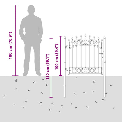 Fence Gate with Spikes EMMEN 100 x 100 cm Grey Lockable