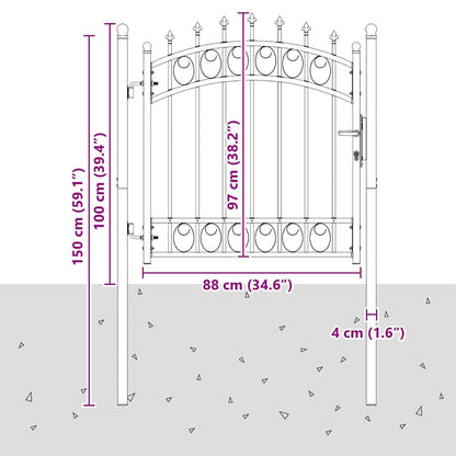 Fence Gate with Spikes EMMEN 100 x 100 cm Powder-coated steel
