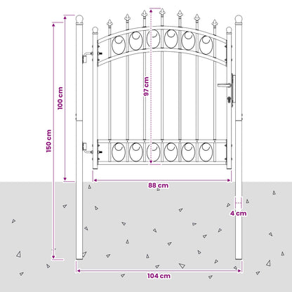 Fence Gate with Spikes EMMEN 100 x 100 cm Grey Lockable