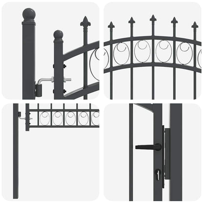 Fence Gate with Spikes EMMEN 125 x 100 cm Powder-coated steel
