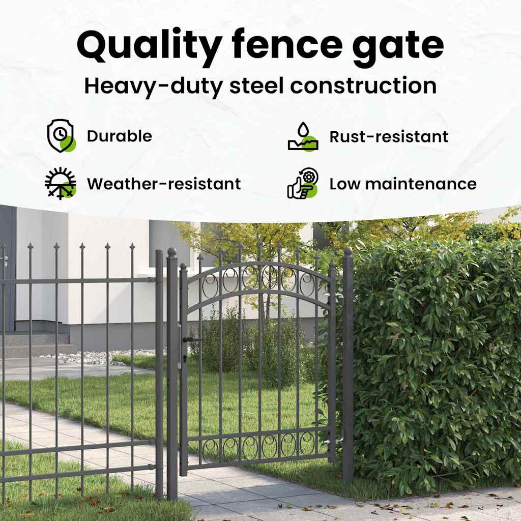Fence Gate with Spikes EMMEN 125 x 100 cm Powder-coated steel